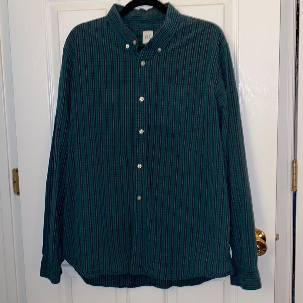 GAP Blue & Green Plaid Button-up